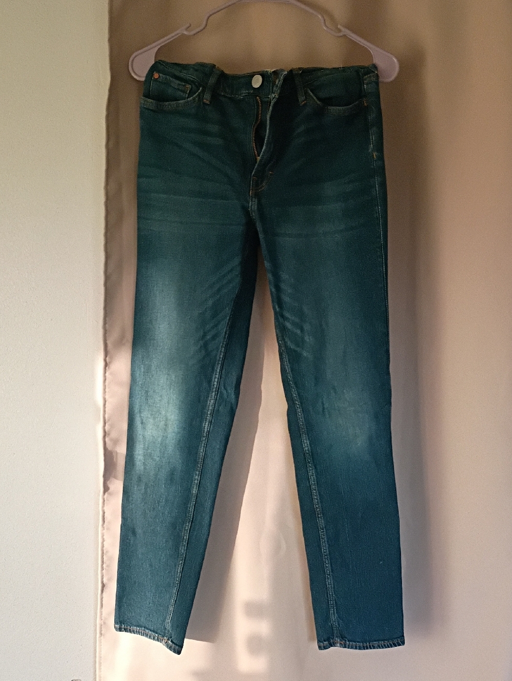 H&M Slim Fit Blue Denim Jeans with Orange Stitching